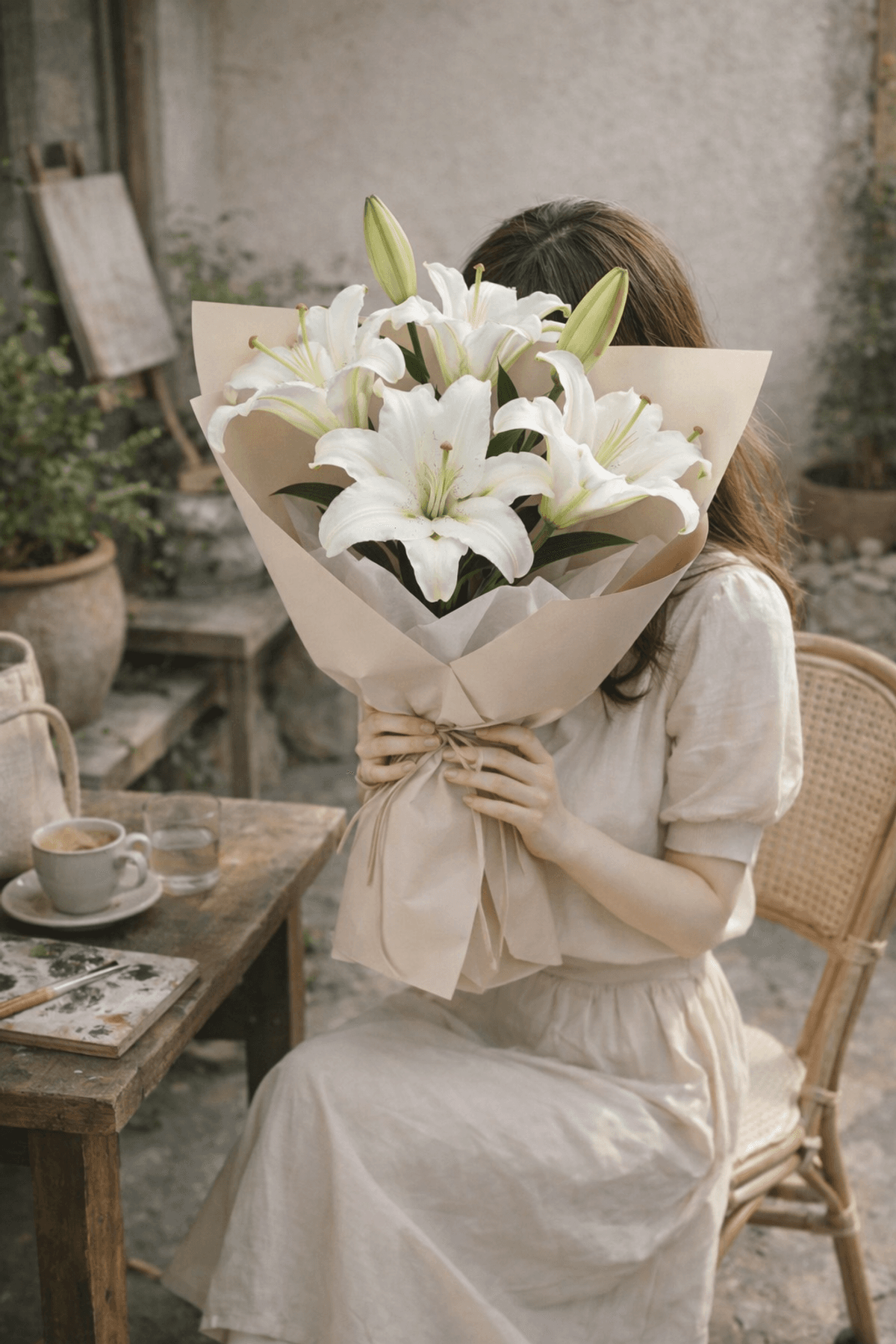 An elegant bouquet of fresh white lilies with a soft and graceful look.
Carefully arranged to highlight the natural beauty of each flower.
Ideal for congratulations, housewarmings, or meaningful occasions.