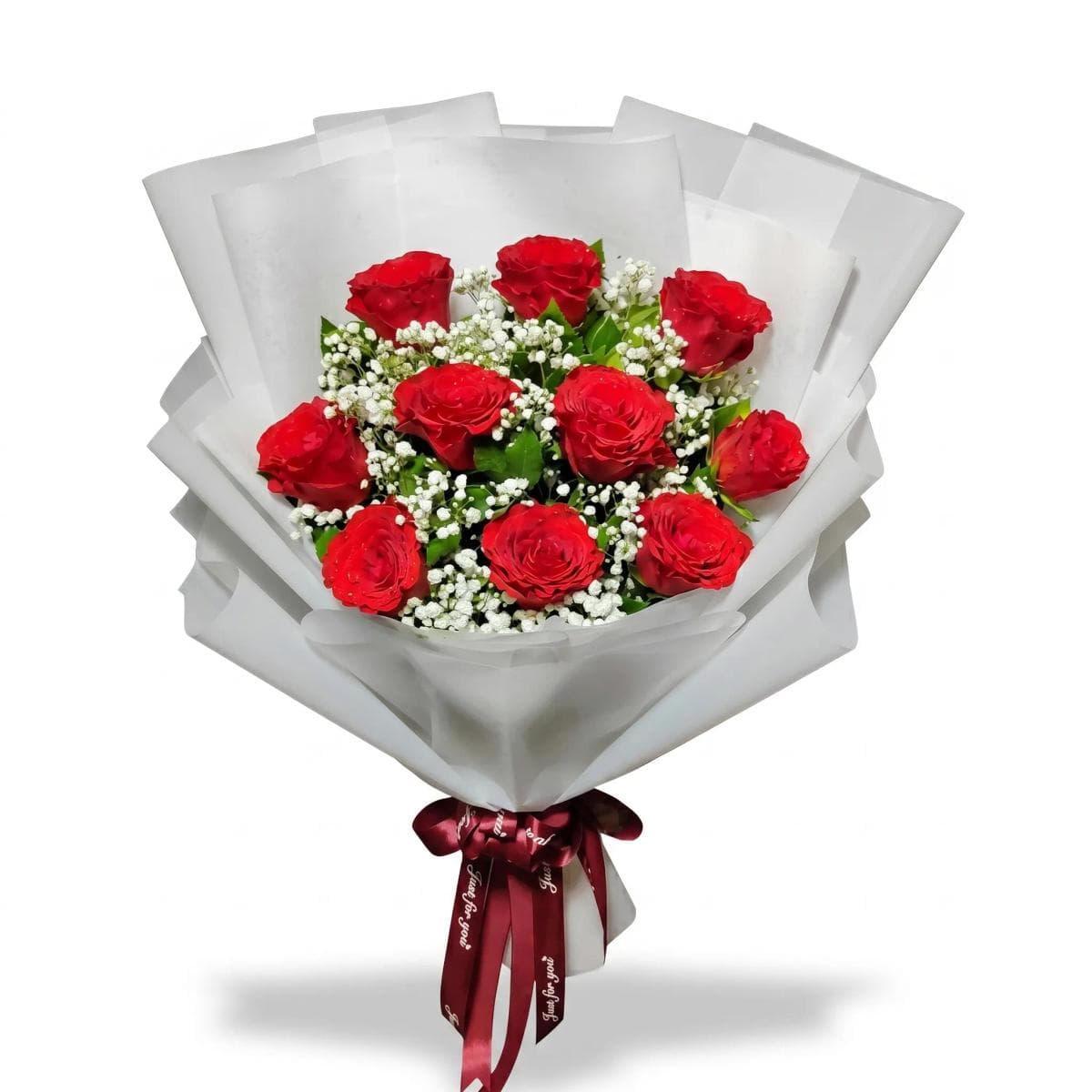 A rounded hand-tied rose bouquet with a soft, elegant feel. Light and airy with delicate filler and fresh greenery—perfect for birthdays, anniversaries, congratulations, or sending gentle love and care. Clean, romantic, and timeless.