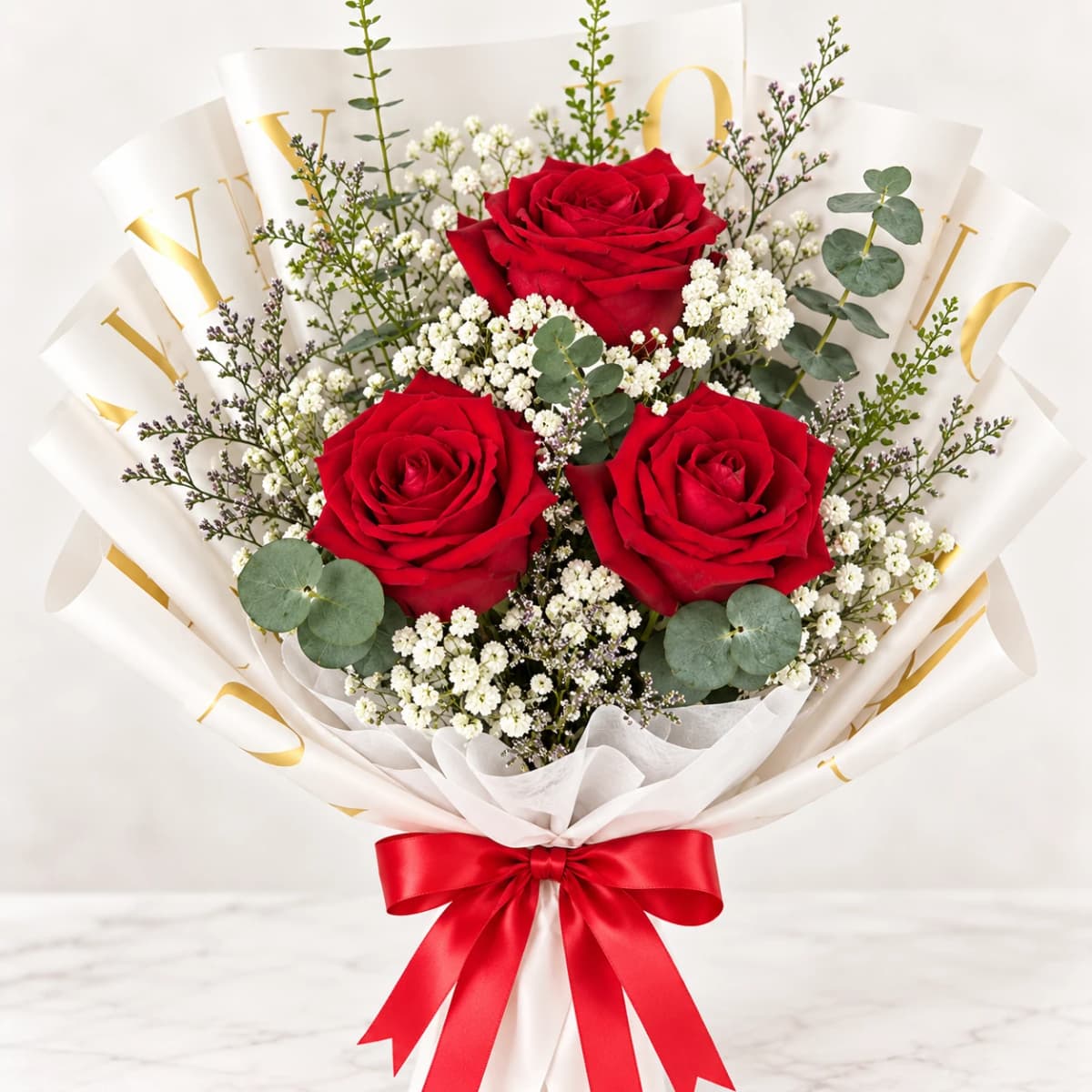 Classic red rose bouquet for birthday or romantic occasions