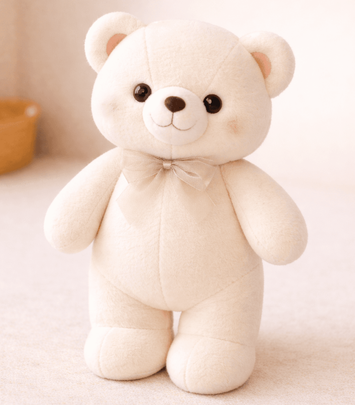 A soft and adorable cream teddy bear with a sweet ribbon bow, perfect for gifts, flower sets, and special moments. Size: 53 cm (21 inches).
